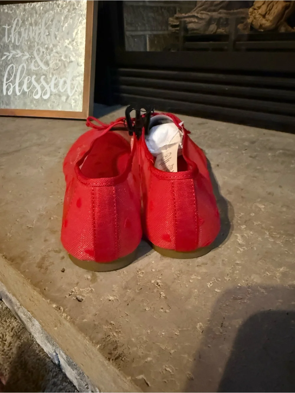 Red Heart Mesh Ballet Flats